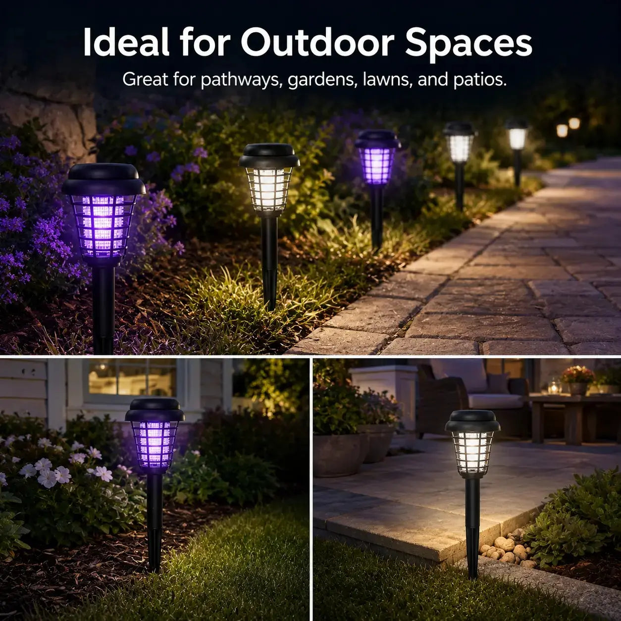 Solar-Powered Mosquito Zapper and Garden Stake Light – Dual-Mode Insect Control and Pathway Illumination, Weather-Resistant, Easy Installation, Available in Round and Square Designs