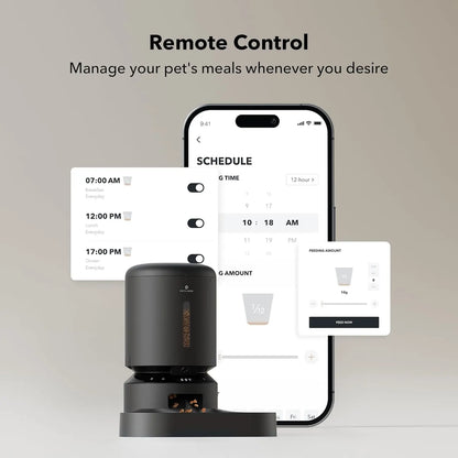 PETLIBRO 5L Automatic Cat Feeder with HD Camera, 1080P Night Vision, 5G WiFi Connectivity, Two-Way Audio, Motion and Sound Alerts, Dual Tray Design for Cats and Dogs, Black