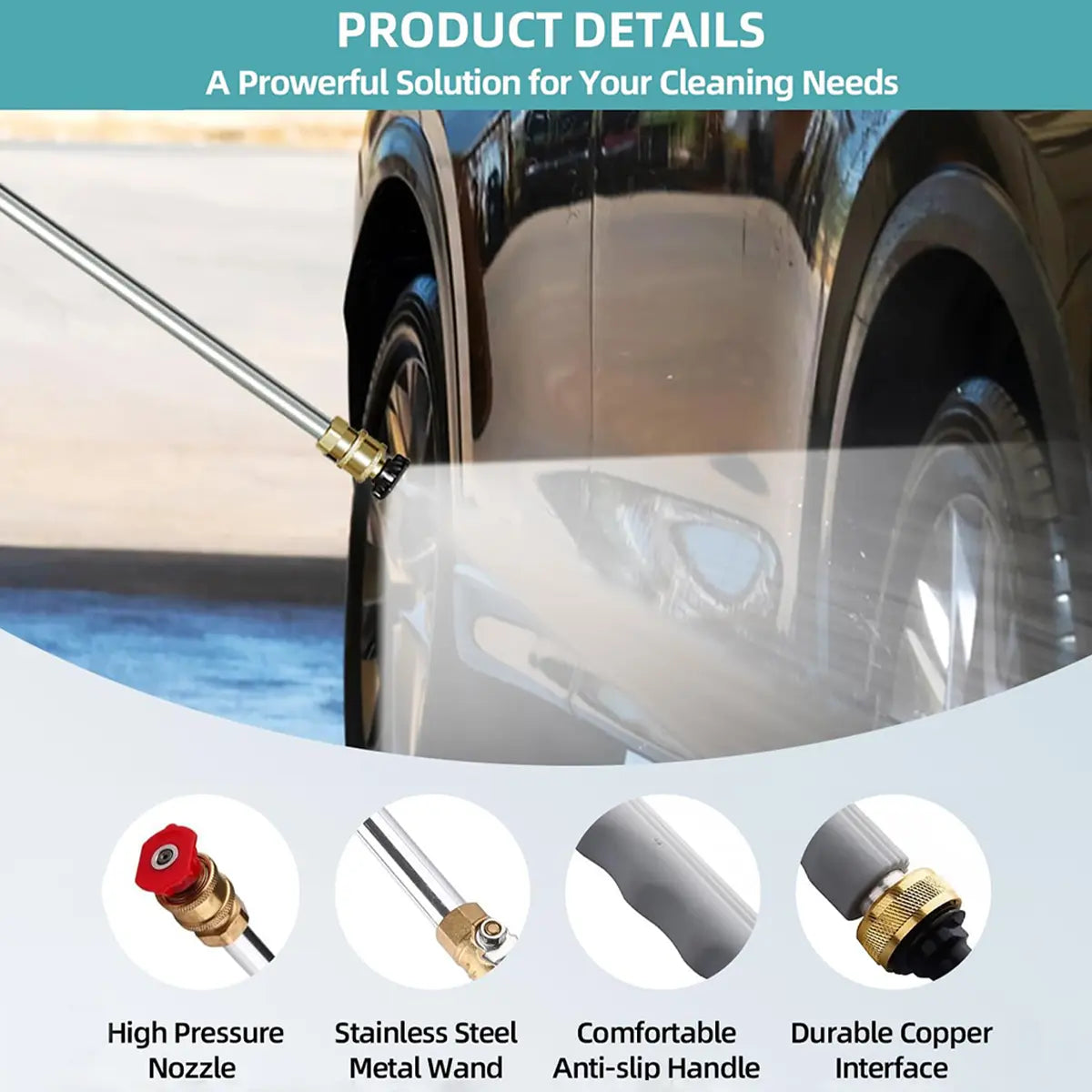 Jet Nozzle Power Washer for Garden Hose with Two High-Pressure Nozzles and Quick Connectors | Hydro Jet High Pressure Washer Tools