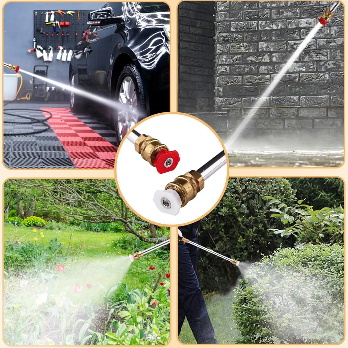 Jet Nozzle Power Washer for Garden Hose with Two High-Pressure Nozzles and Quick Connectors | Hydro Jet High Pressure Washer Tools