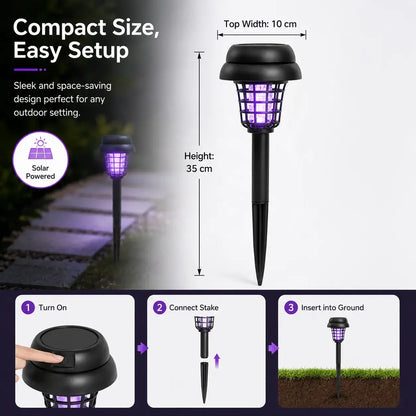 Solar-Powered Mosquito Zapper and Garden Stake Light – Dual-Mode Insect Control and Pathway Illumination, Weather-Resistant, Easy Installation, Available in Round and Square Designs